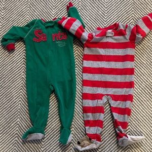 Carters Footies Fleece Christmas Pajamas Lot 18 Months